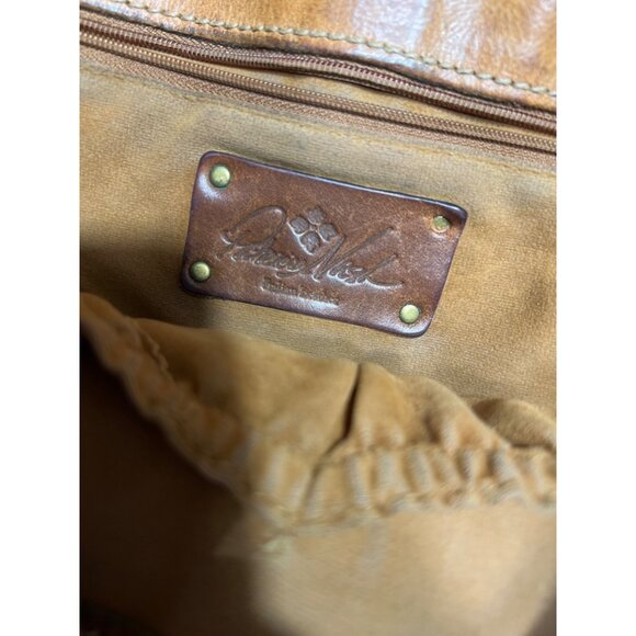 Patricia Nash Armeno messenger Brown Leather Studded shoulder Bag With Dual Pock - Picture 8 of 11